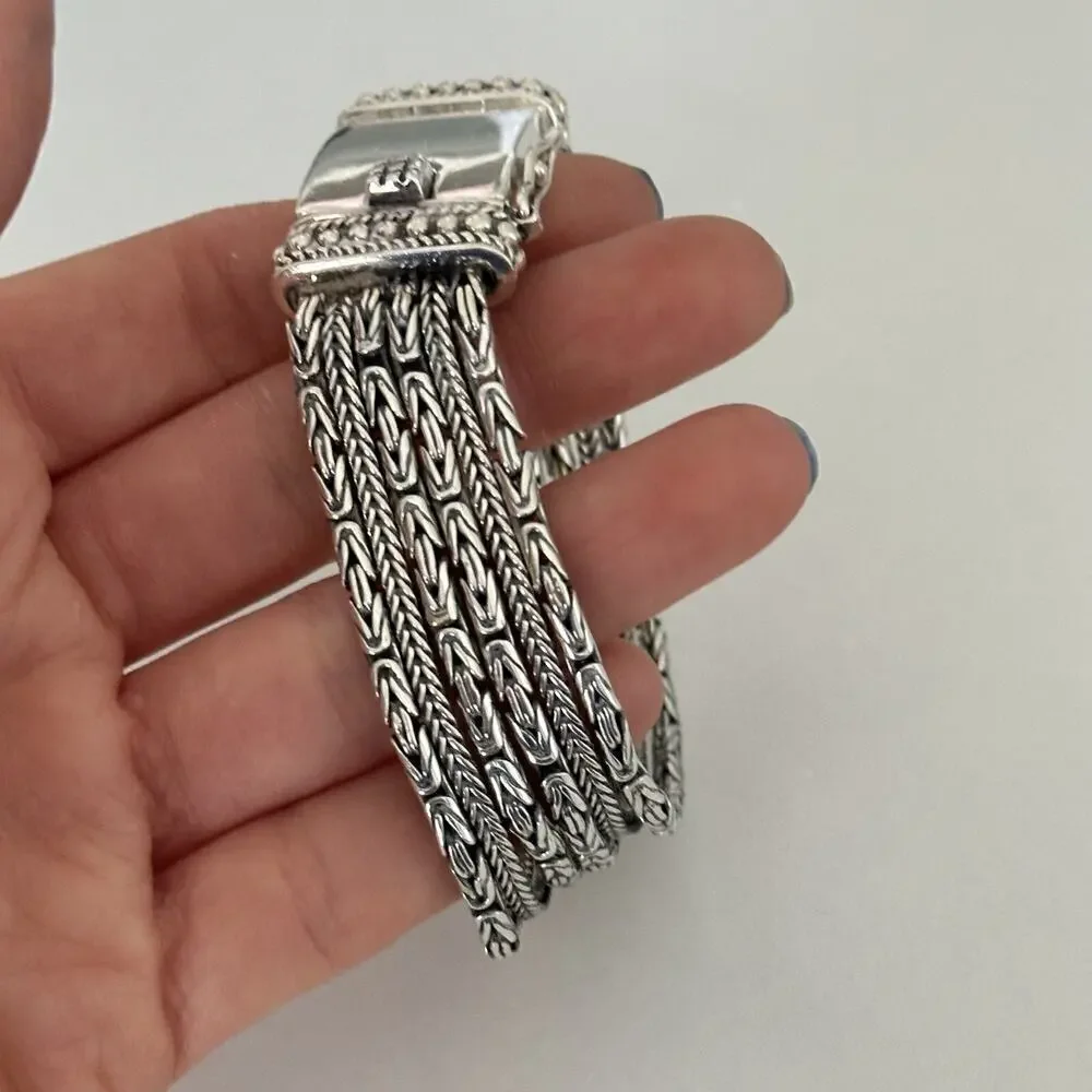 Vintage Silpada 925 Sterling Silver Chunky Five Strand Rows Byzantine Bracelet